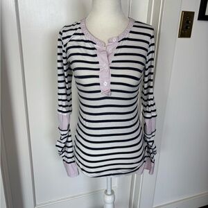 Boy. Band of Outsiders Striped Long Sleeve Henley Top Sz XS #0802